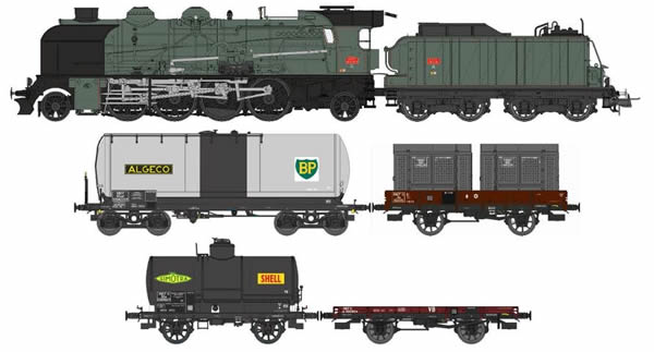 REE Modeles CM-008 - French Steam Locomotive Class 141 E 672 ALES with 4 Freight Cars of the SNCF